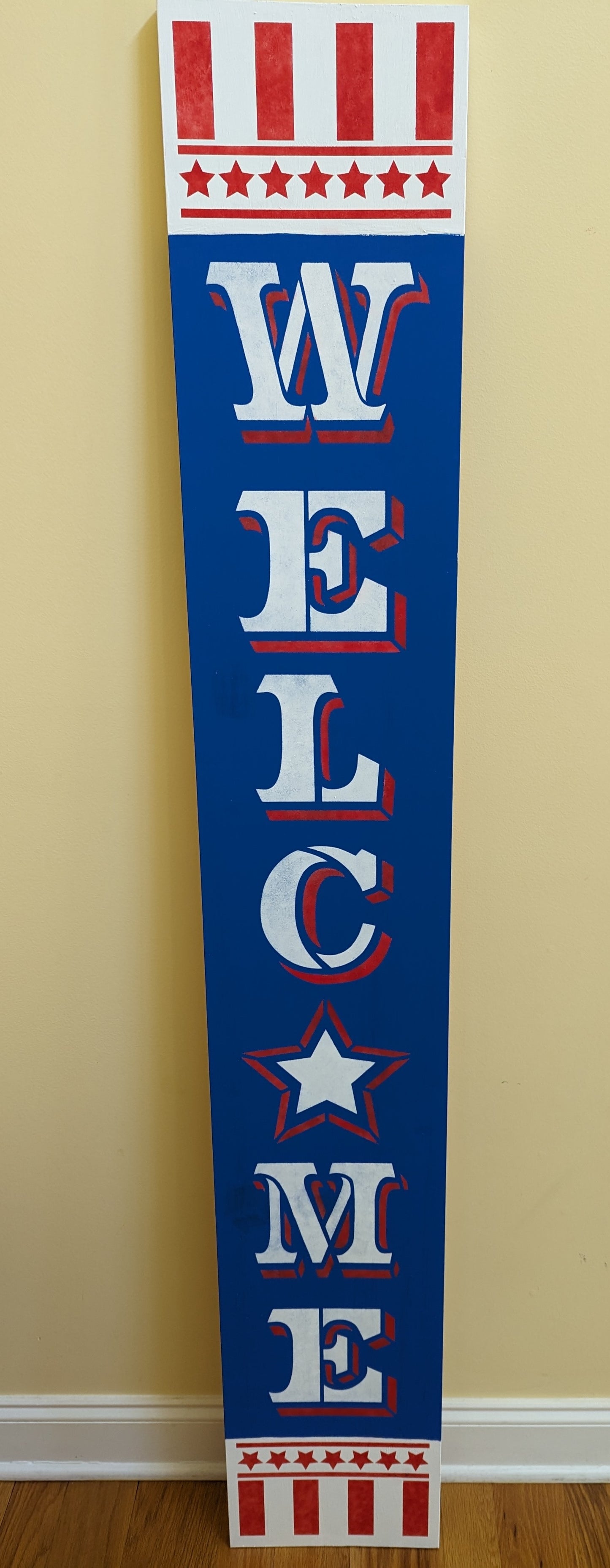 Patriotic Welcome Tall Porch Sign