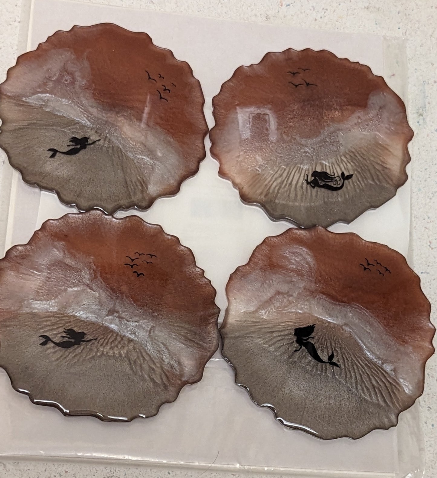 Mermaid Seascape Coaster Set