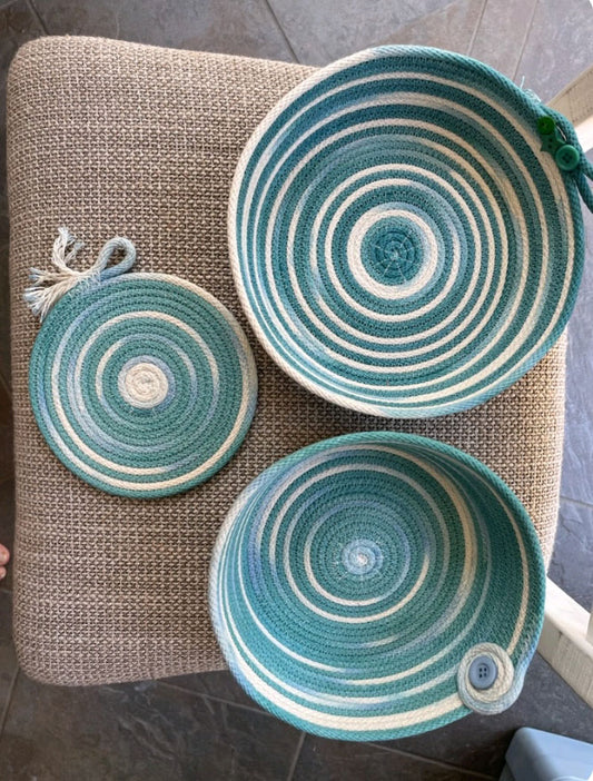 Dyed Rope Bowl & Trivet Set
