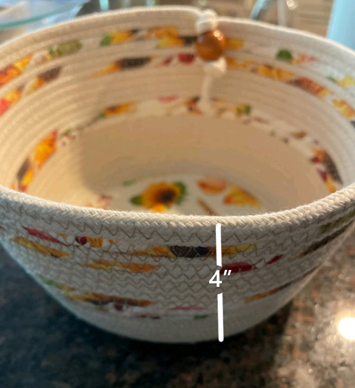 Autumn rope & fabric bowl with bead