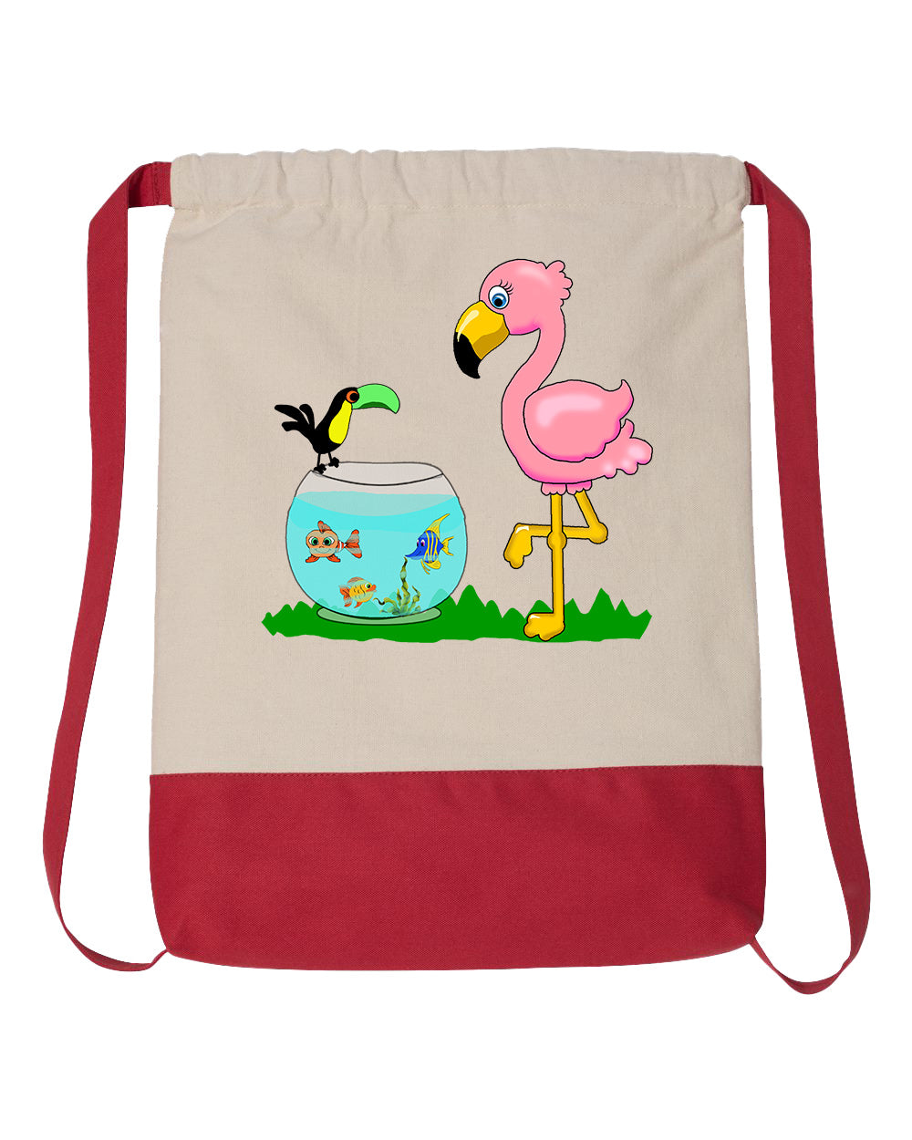 Flamingo Drawstring Backpack