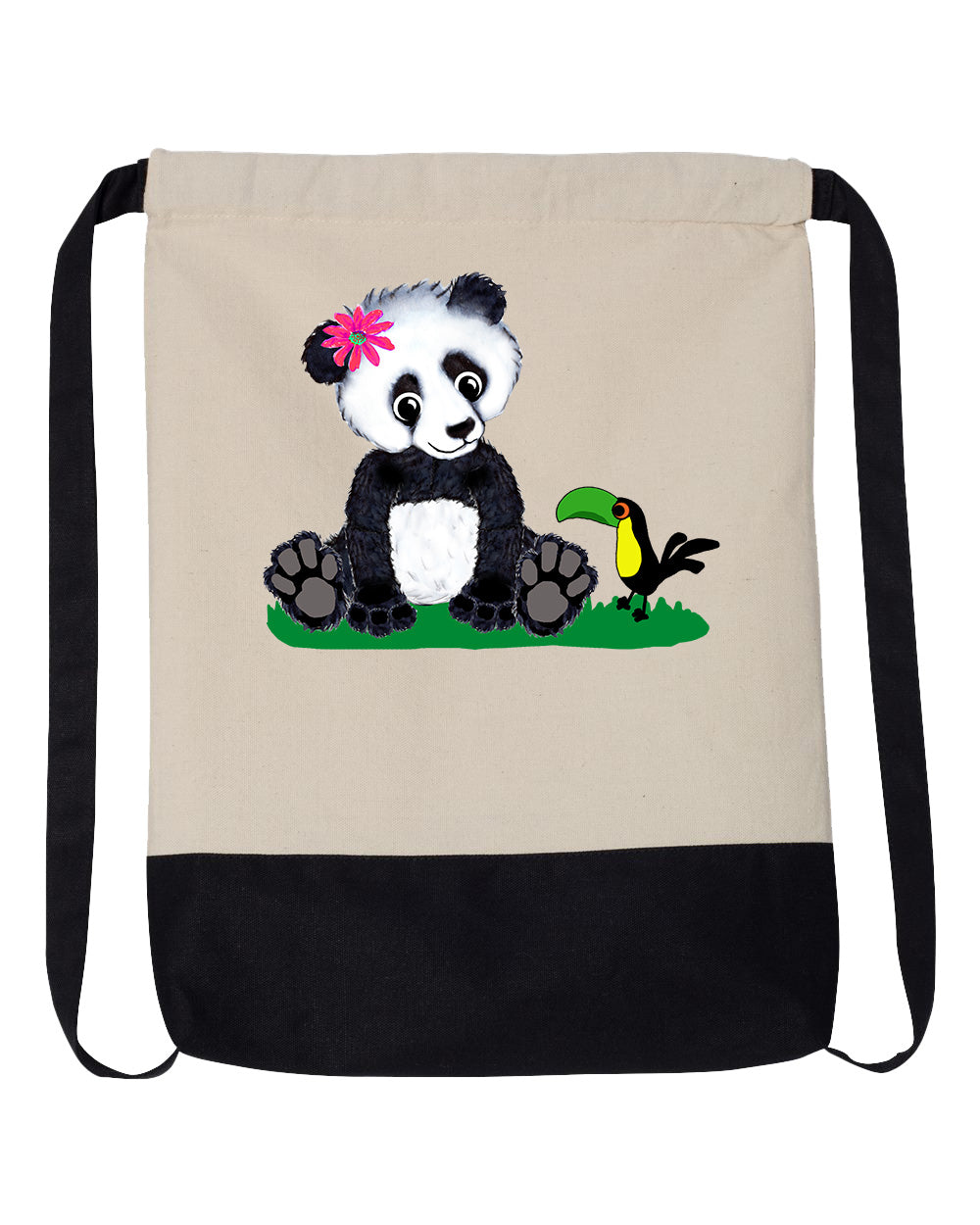 Girl Panda Drawstring Backpack