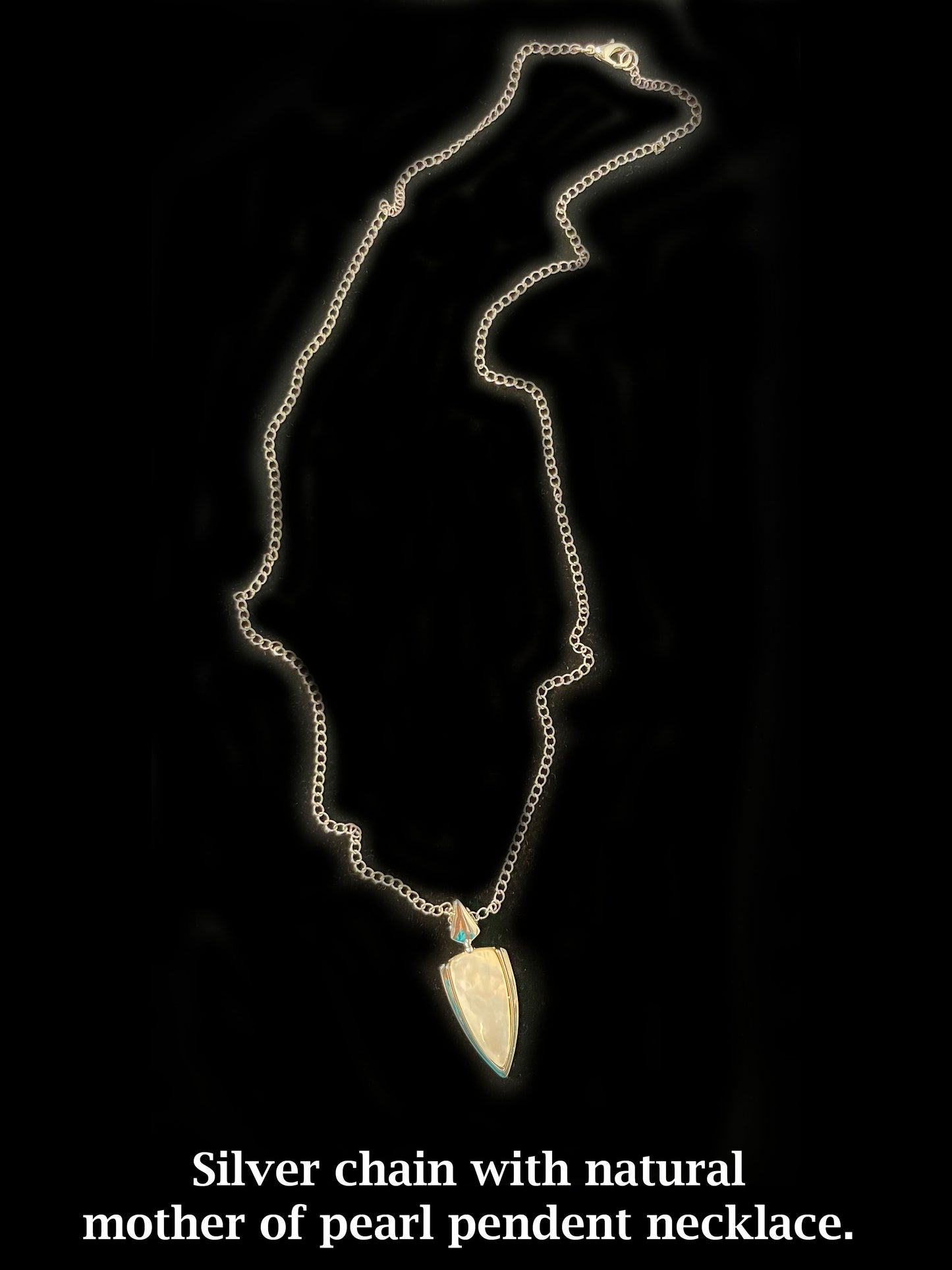 Silver chain with natural mother of pearl pendant necklace