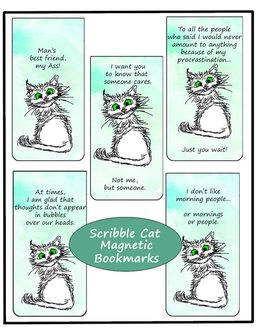 Scribble Cats Magnetic Bookmarks