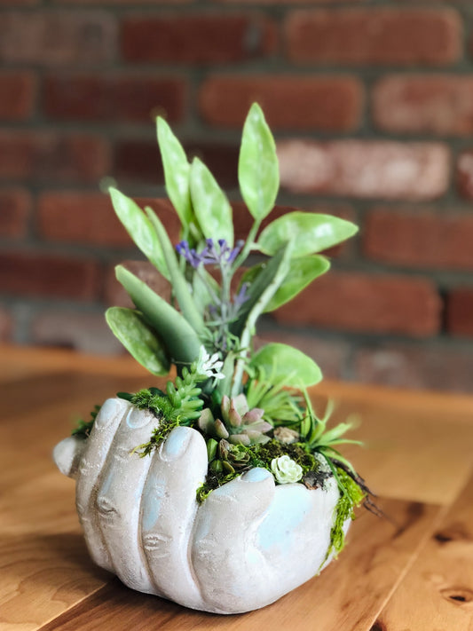 Buddha/Mother Earth Hand Terrarium