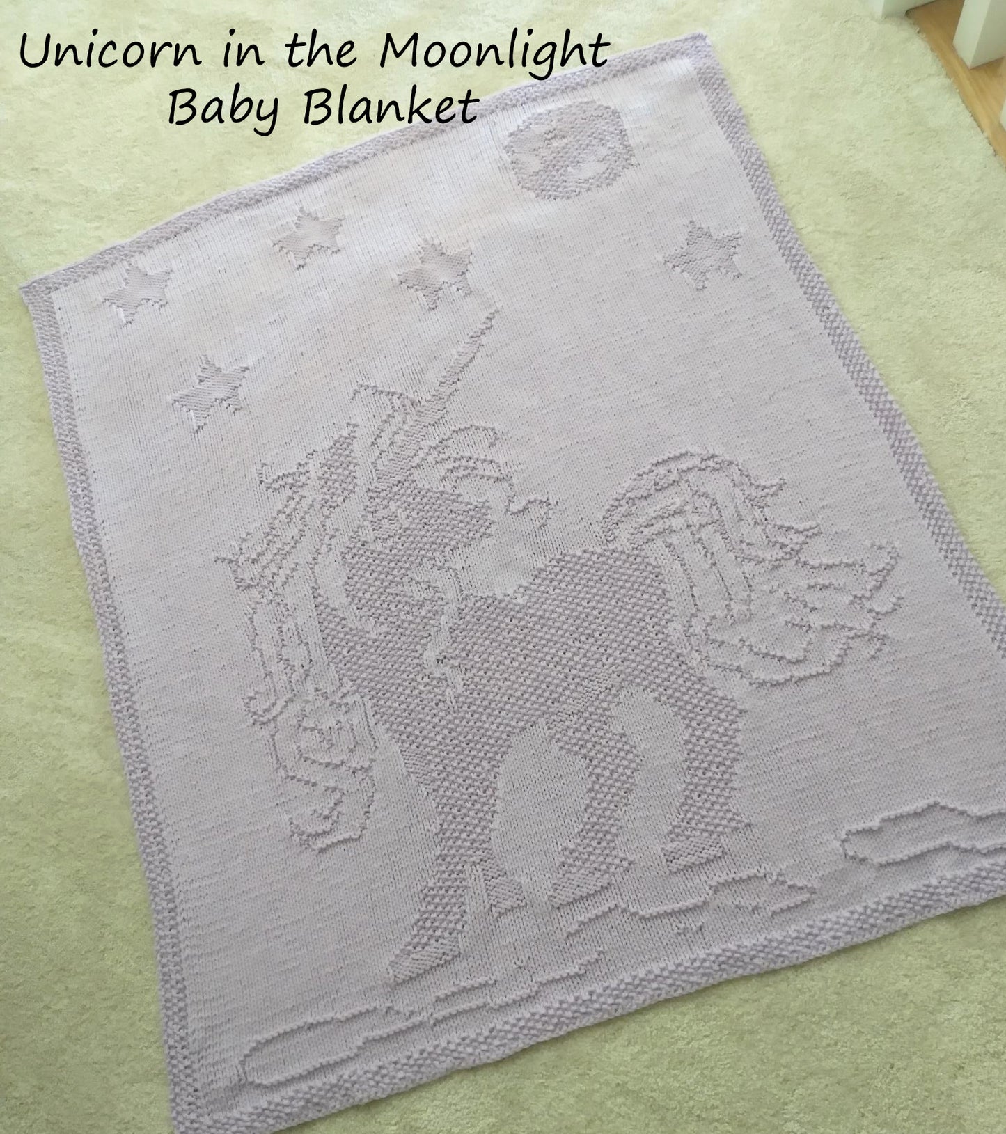 Unicorn in the Moonlight Baby Blanket (Knitting pattern)