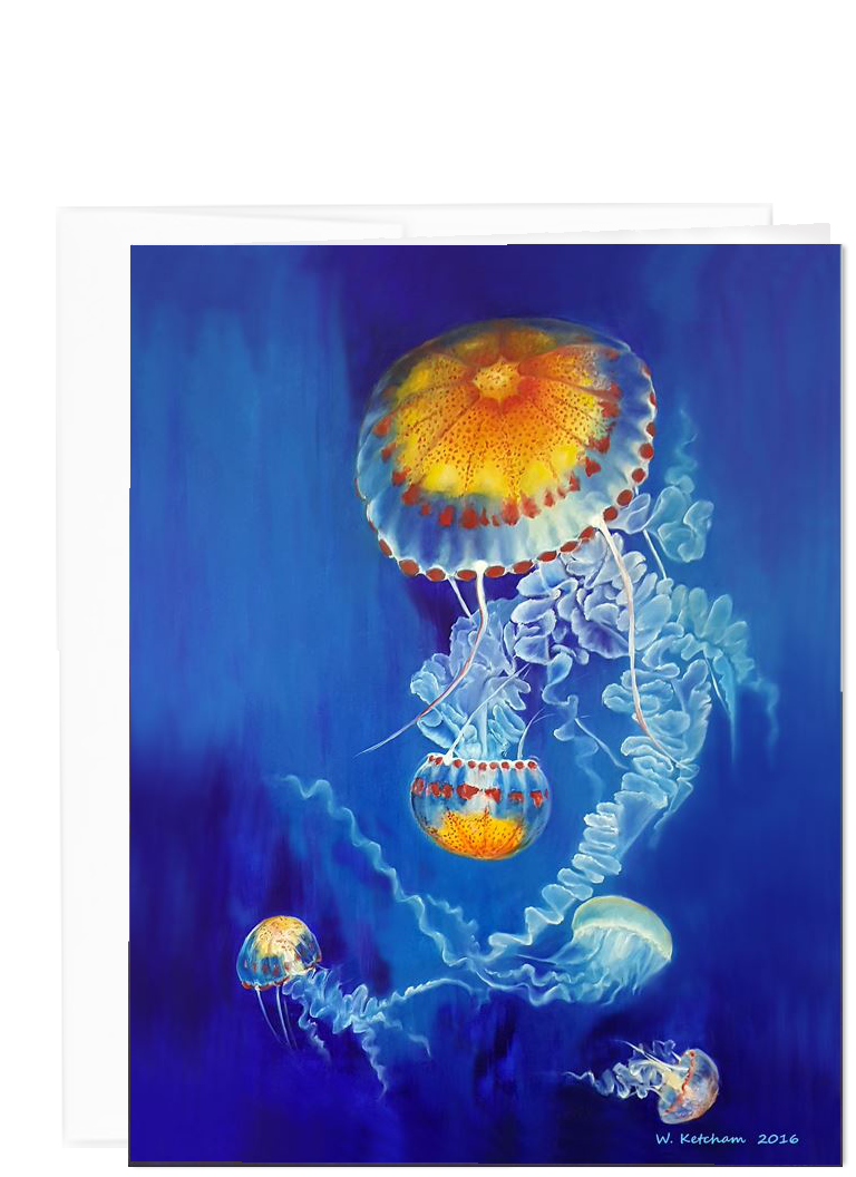 Sea Life Note Card Selection - Sea Nettles