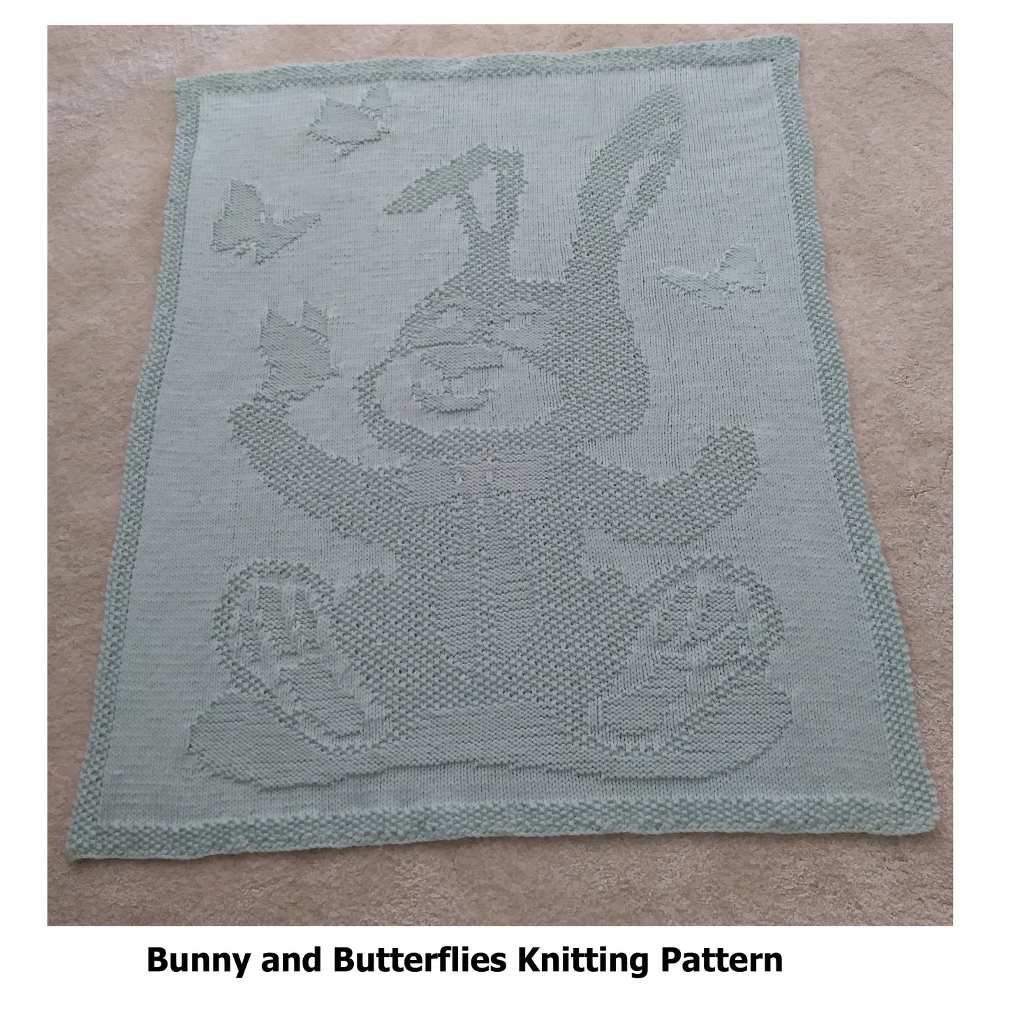 Bunny and Butterflies Baby Blanket Knitting Pattern