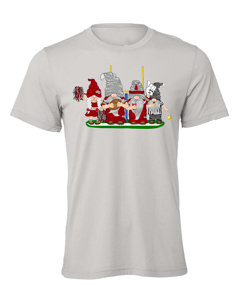 Crimson & Gray Football Gnomes on Men's T-shirt (similar to Pullman)