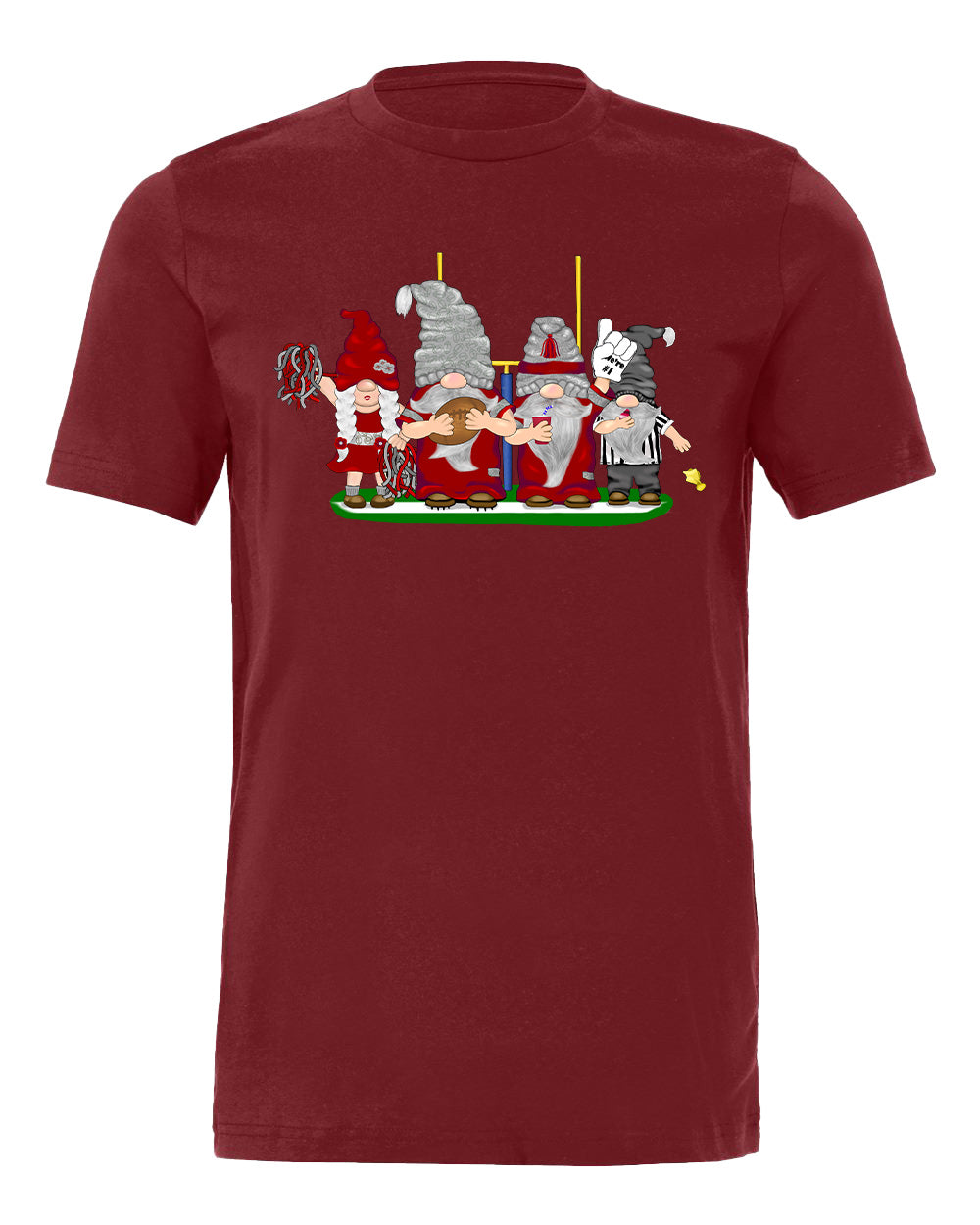 Crimson & Gray Football Gnomes on Men's T-shirt (similar to Pullman)