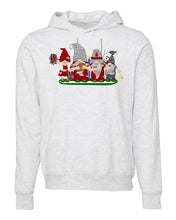 Load image into Gallery viewer, Crimson &amp; Gray Football Gnomes (similar to Pullman) on Unisex Hoodie
