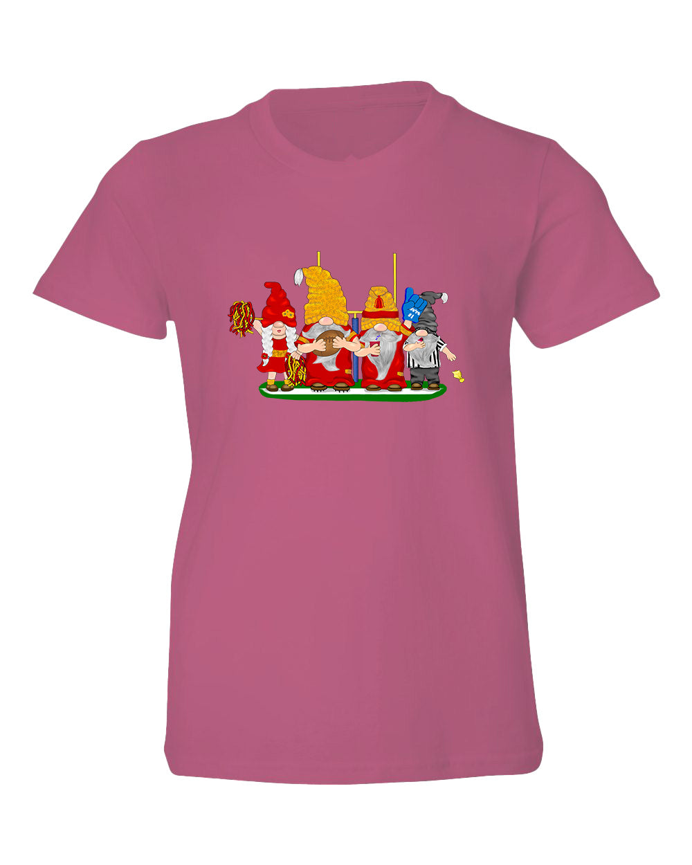 Red & Gold Football Gnomes  (similar to Kansas City) on Kids T-shirt