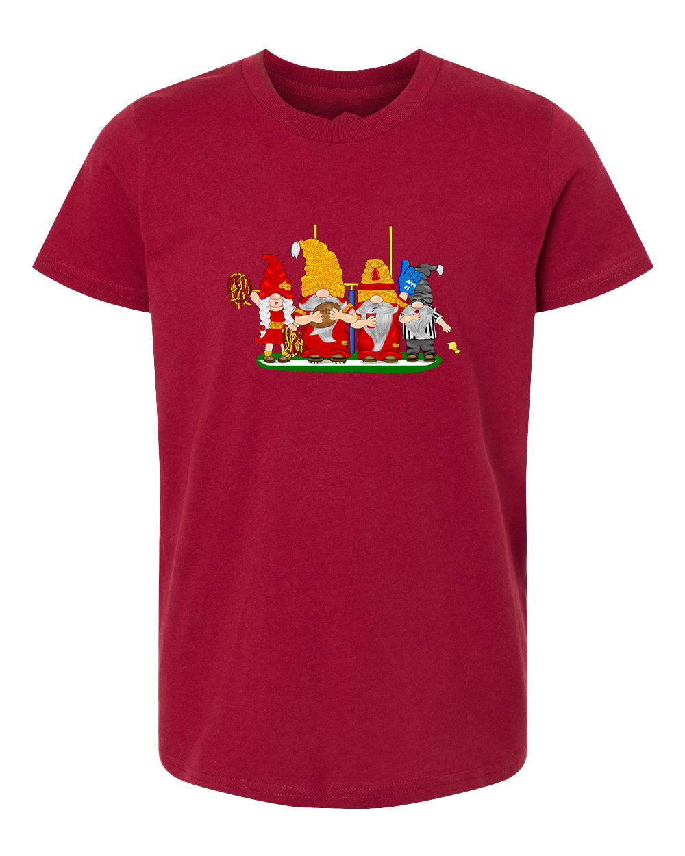 Red & Gold Football Gnomes  (similar to Kansas City) on Kids T-shirt