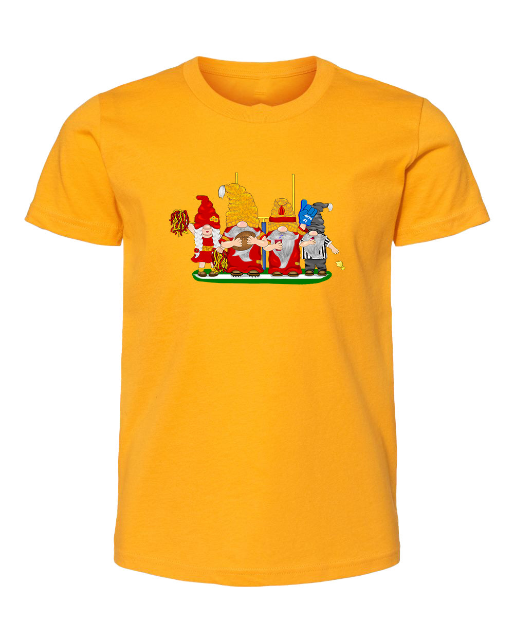 Red & Gold Football Gnomes  (similar to Kansas City) on Kids T-shirt