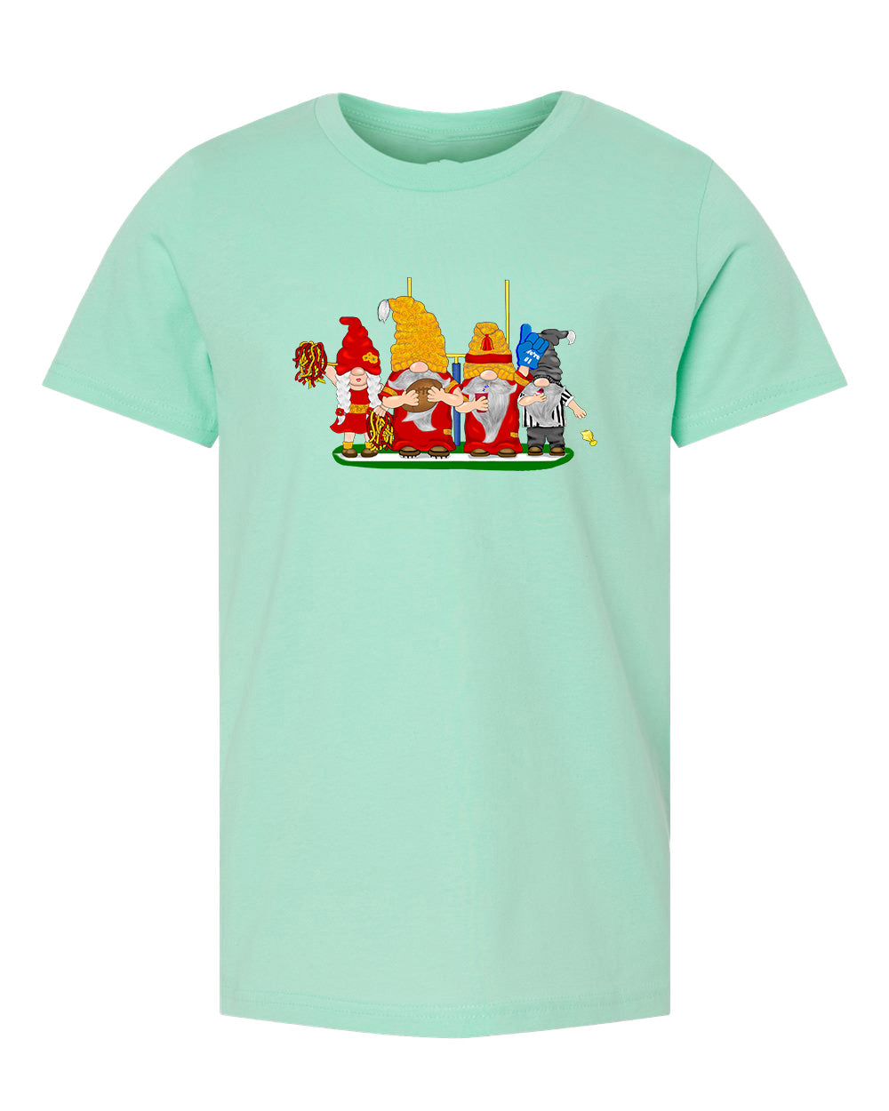 Red & Gold Football Gnomes  (similar to Kansas City) on Kids T-shirt