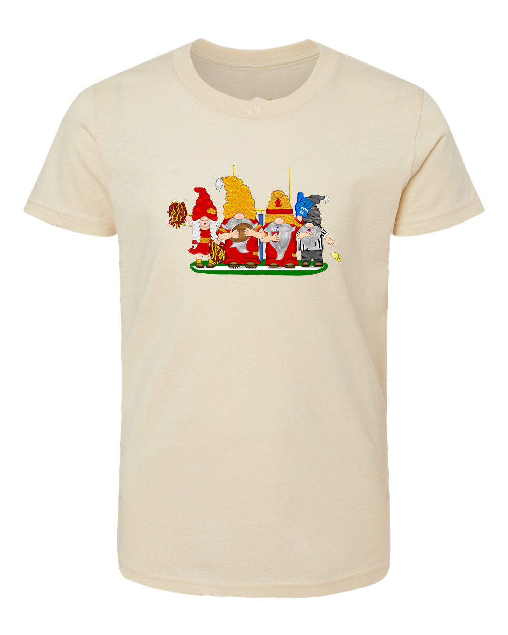 Red & Gold Football Gnomes  (similar to Kansas City) on Kids T-shirt