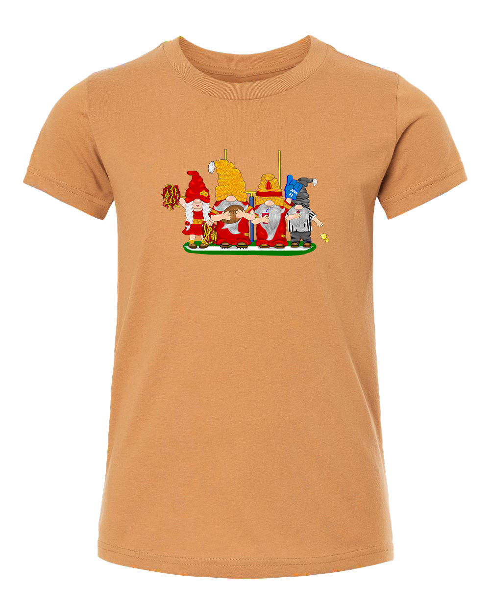 Red & Gold Football Gnomes  (similar to Kansas City) on Kids T-shirt