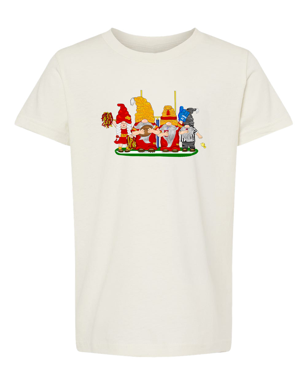 Red & Gold Football Gnomes  (similar to Kansas City) on Kids T-shirt