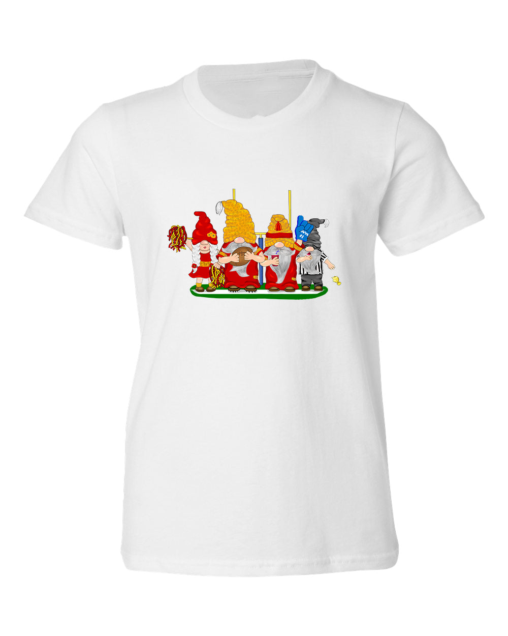 Red & Gold Football Gnomes  (similar to Kansas City) on Kids T-shirt