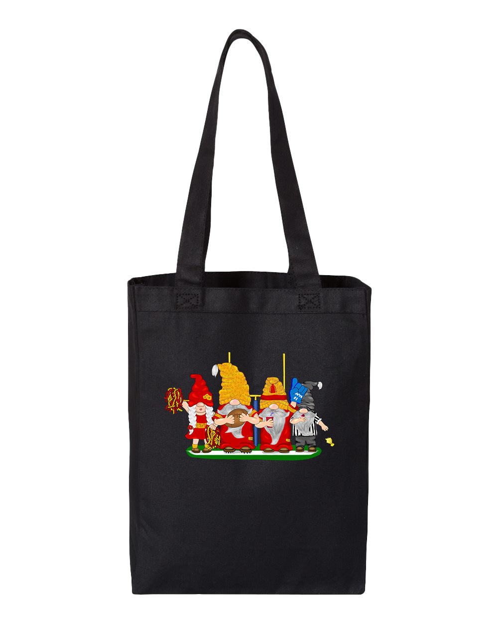 Red & Gold Football Gnomes  (similar to Kansas City) on Gusset Tote