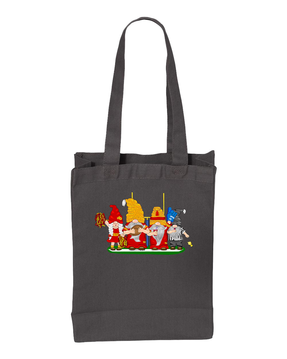 Red & Gold Football Gnomes  (similar to Kansas City) on Gusset Tote