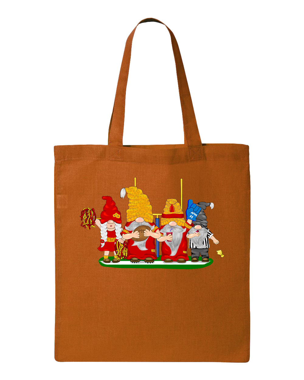 Red & Gold Football Gnomes  (similar to Kansas City) on Tote