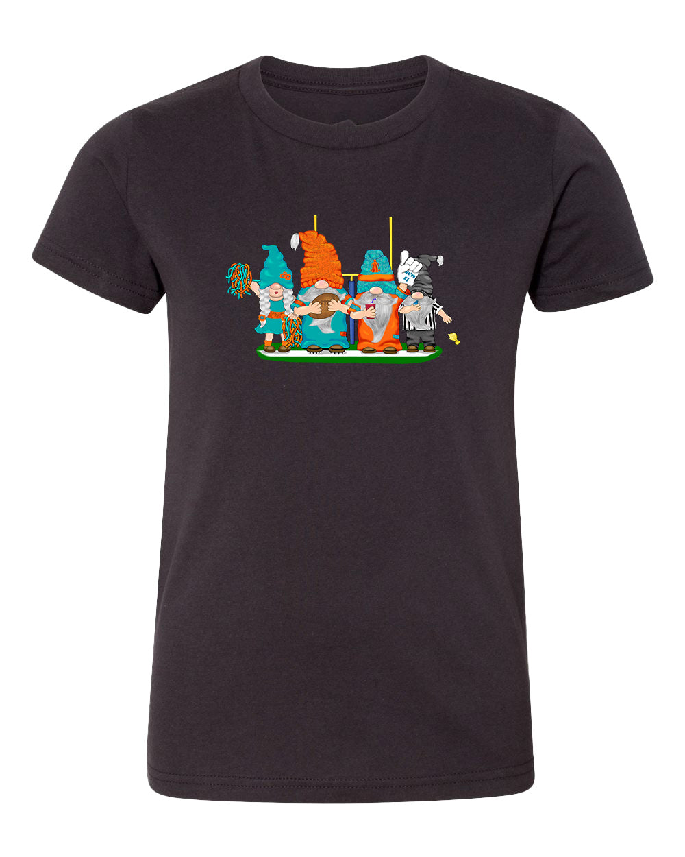 Aqua & Orange Football Gnomes  (similar to Miami) on Kids T-shirt