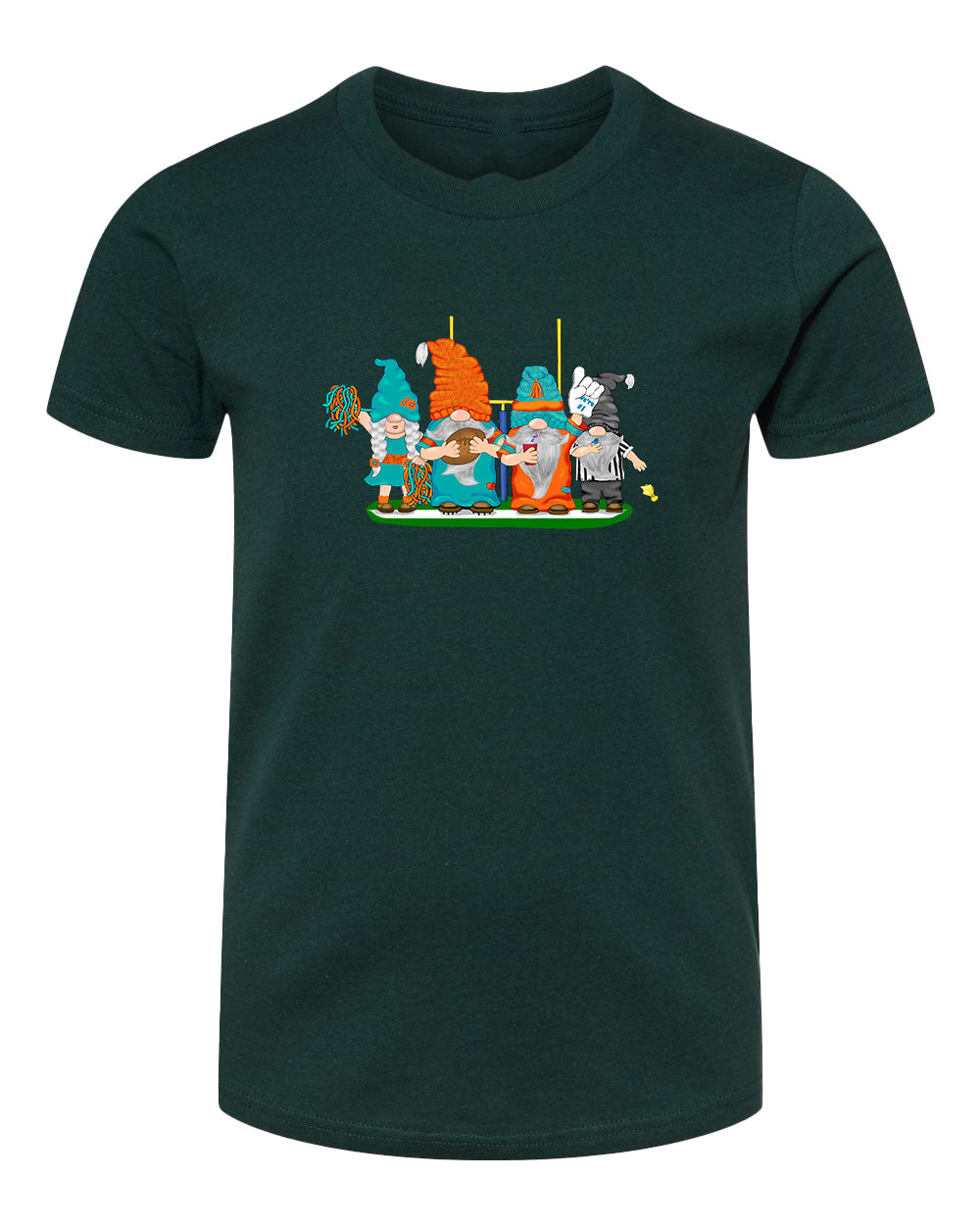 Aqua & Orange Football Gnomes  (similar to Miami) on Kids T-shirt