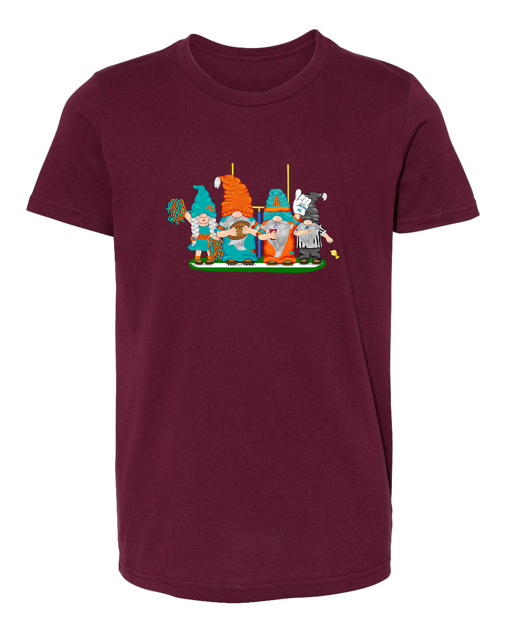 Aqua & Orange Football Gnomes  (similar to Miami) on Kids T-shirt