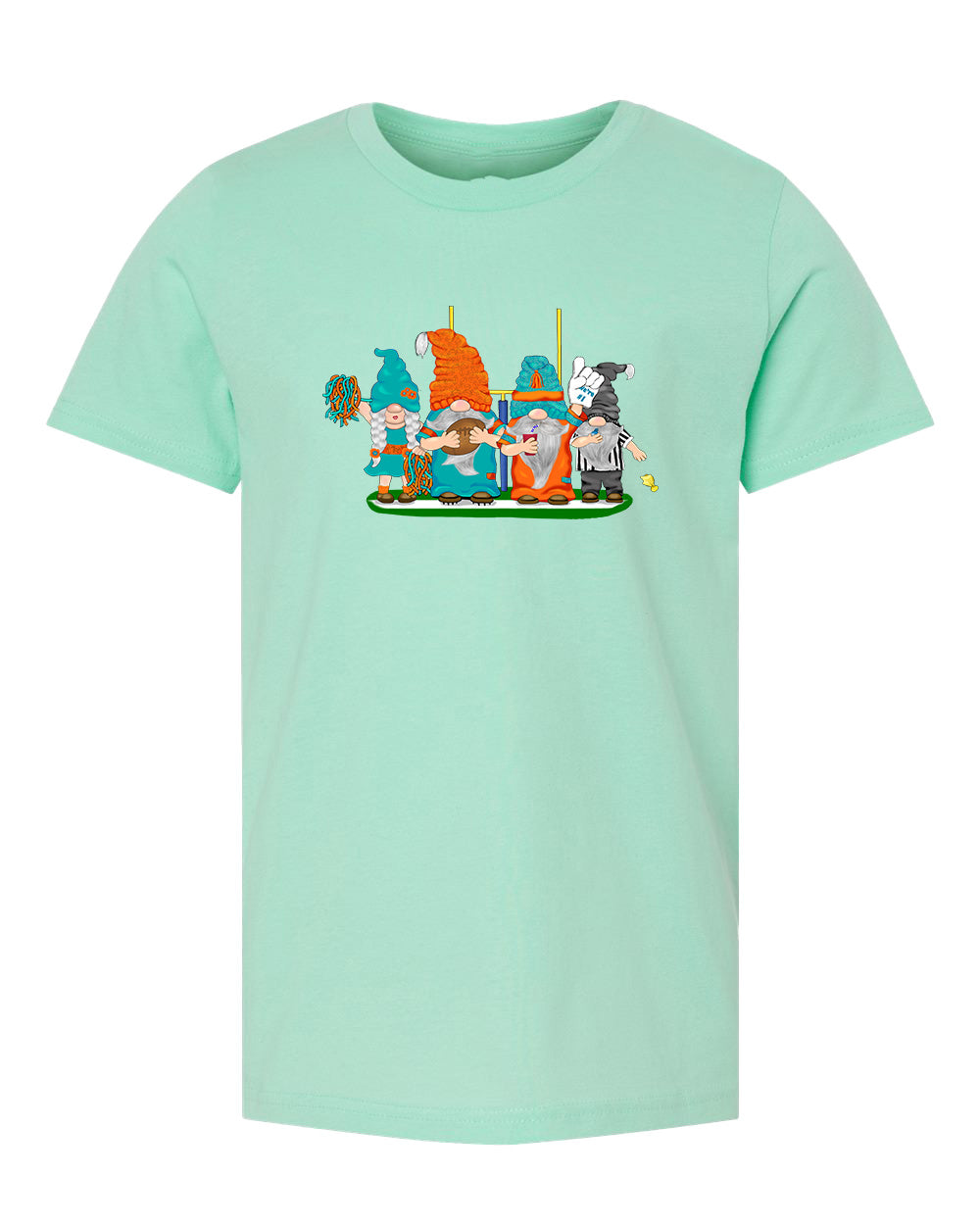 Aqua & Orange Football Gnomes  (similar to Miami) on Kids T-shirt