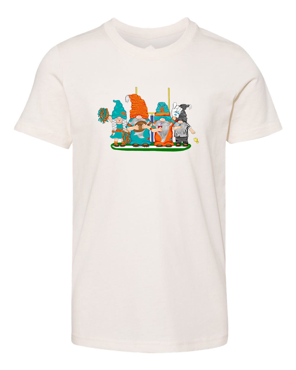 Aqua & Orange Football Gnomes  (similar to Miami) on Kids T-shirt