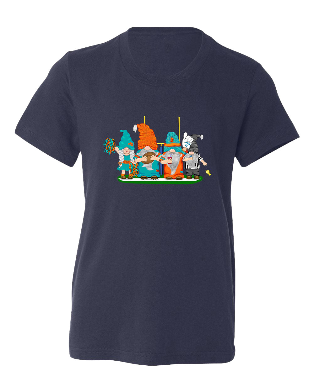 Aqua & Orange Football Gnomes  (similar to Miami) on Kids T-shirt