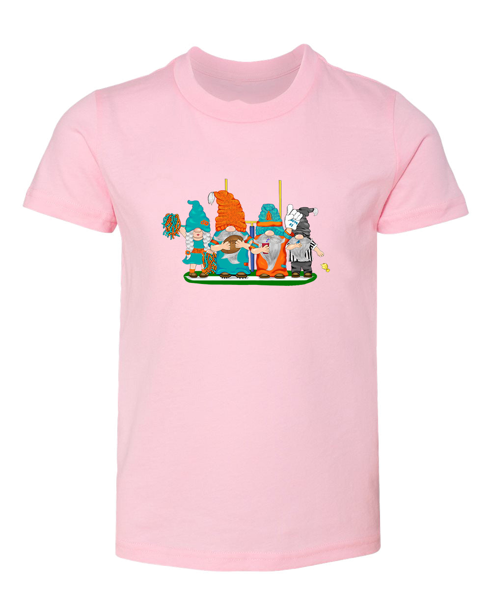 Aqua & Orange Football Gnomes  (similar to Miami) on Kids T-shirt