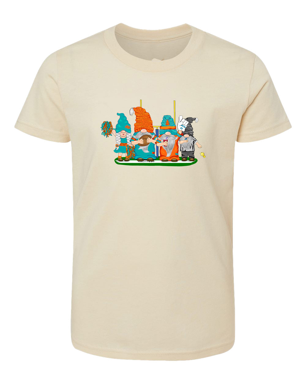 Aqua & Orange Football Gnomes  (similar to Miami) on Kids T-shirt