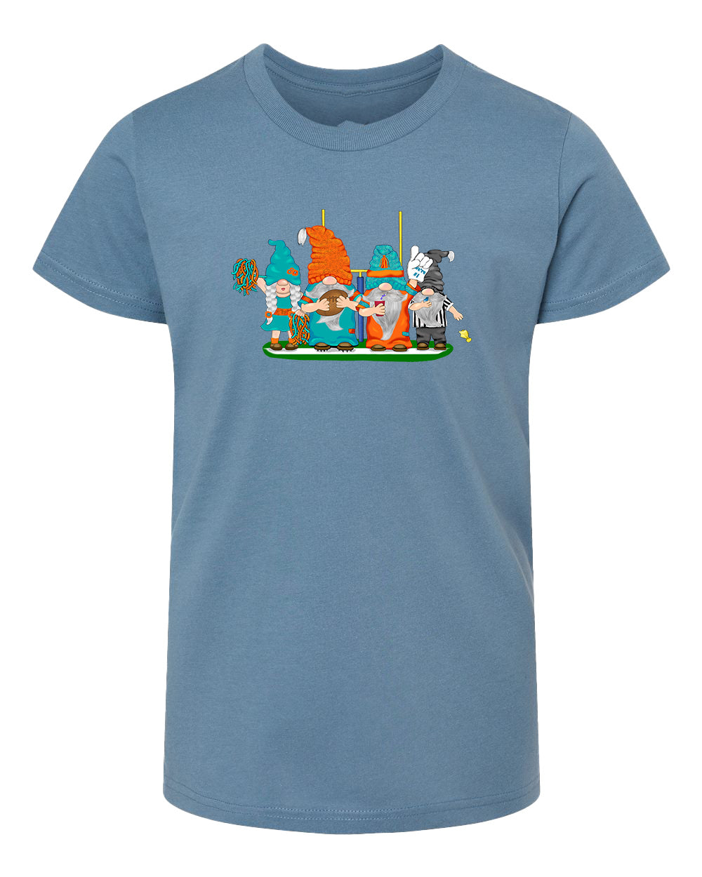 Aqua & Orange Football Gnomes  (similar to Miami) on Kids T-shirt