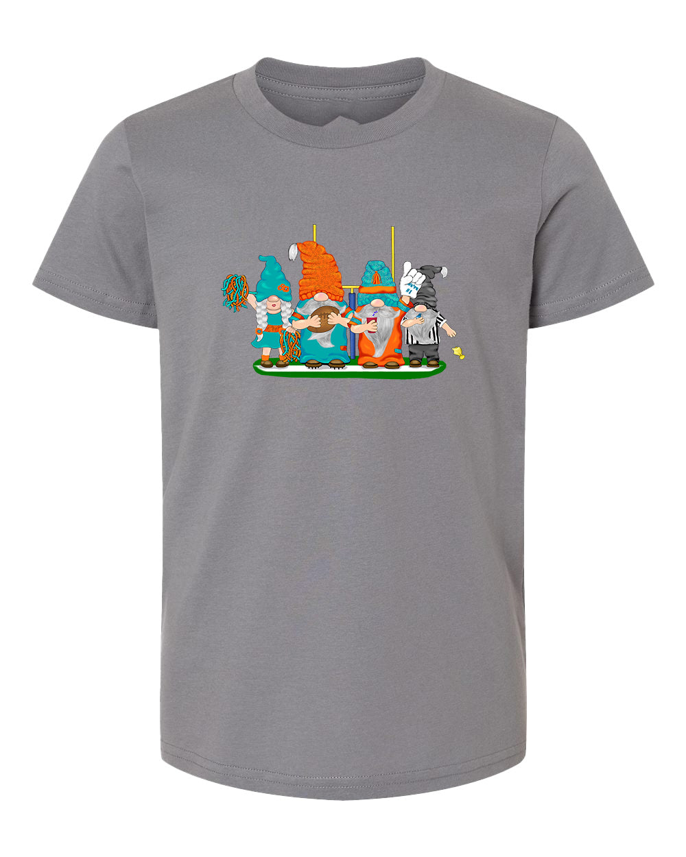 Aqua & Orange Football Gnomes  (similar to Miami) on Kids T-shirt
