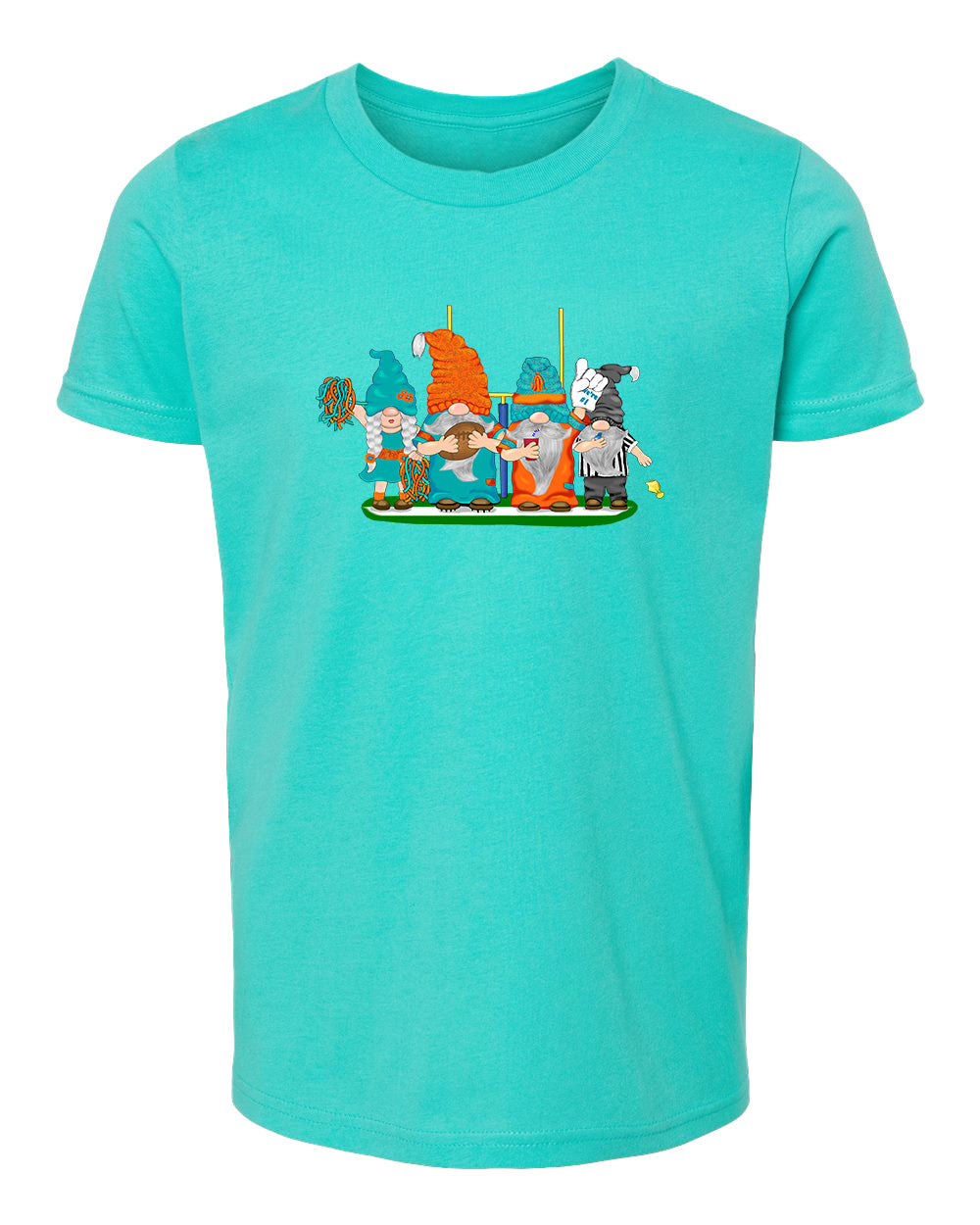 Aqua & Orange Football Gnomes  (similar to Miami) on Kids T-shirt