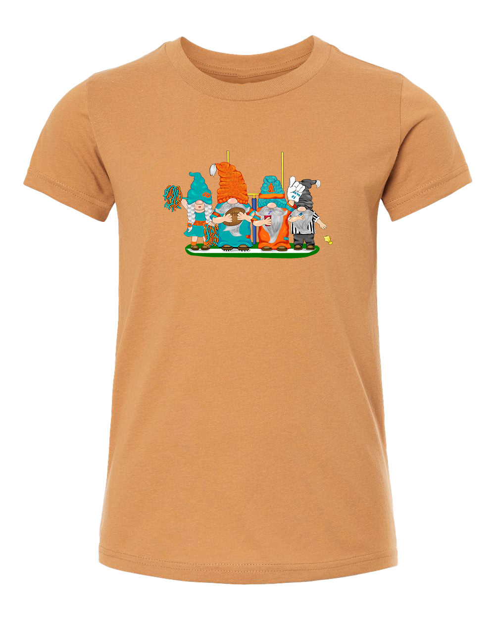 Aqua & Orange Football Gnomes  (similar to Miami) on Kids T-shirt