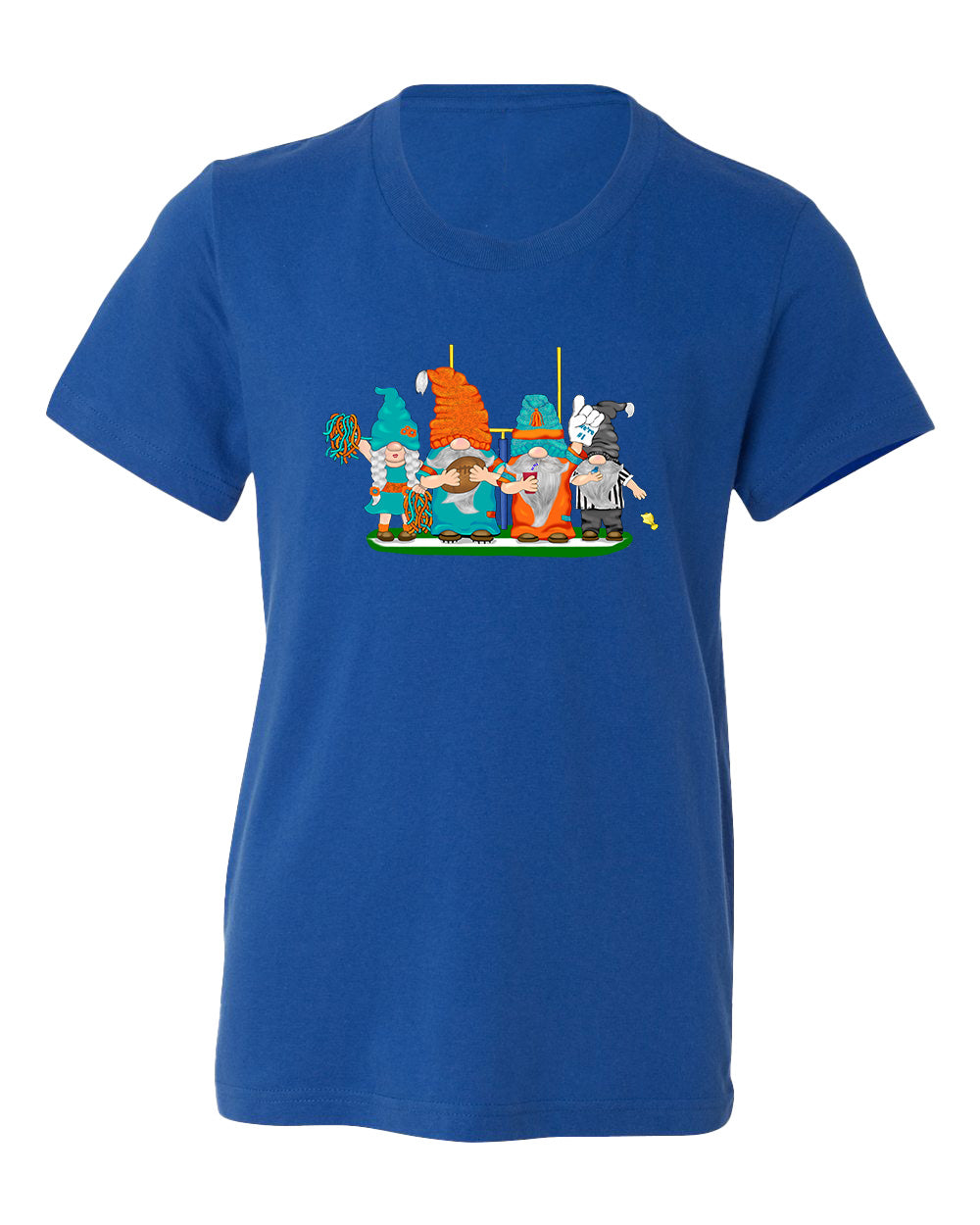 Aqua & Orange Football Gnomes  (similar to Miami) on Kids T-shirt