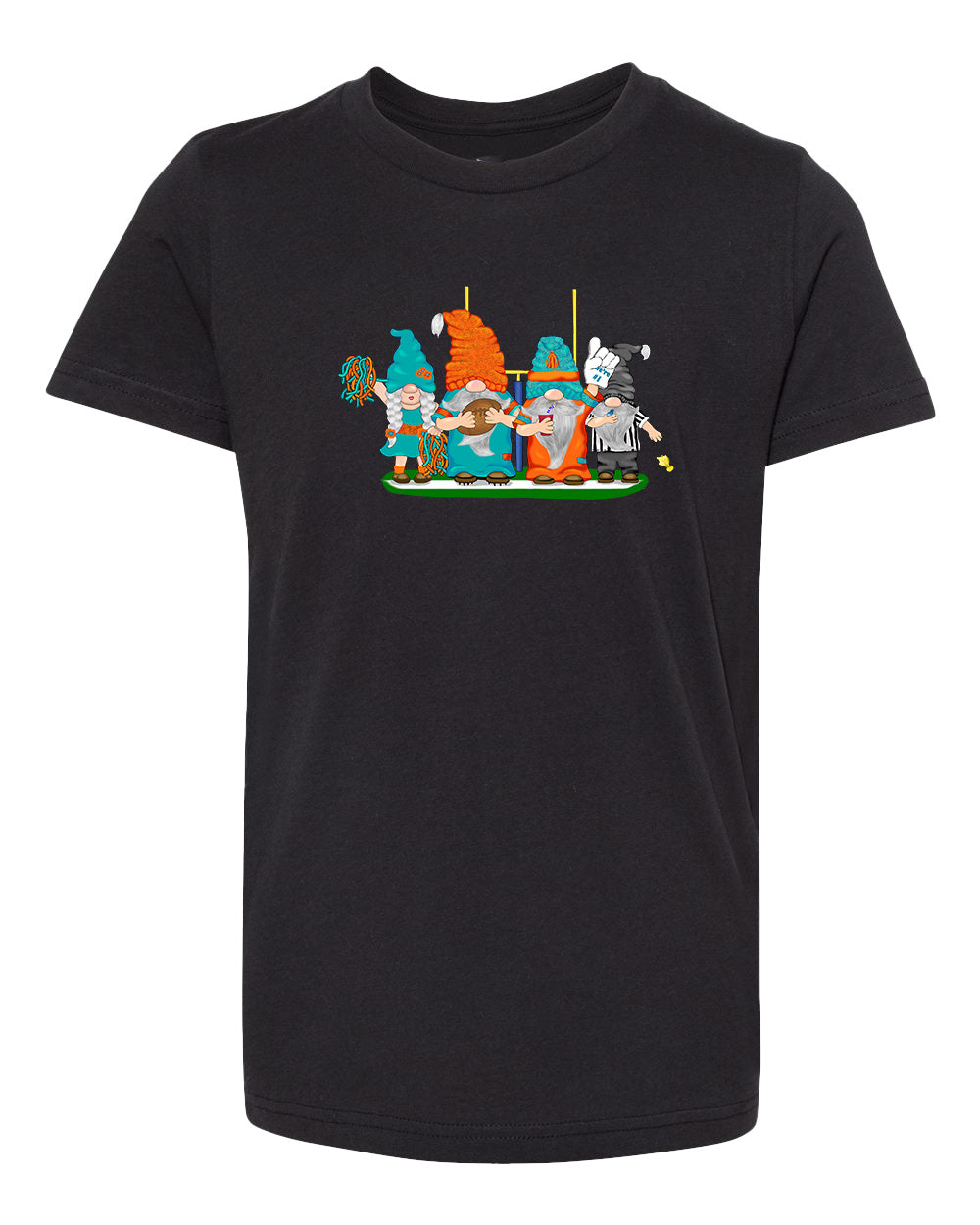Aqua & Orange Football Gnomes  (similar to Miami) on Kids T-shirt