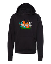 Load image into Gallery viewer, Aqua &amp; Orange Football Gnomes  (similar to Miami) on Kids Hoodie
