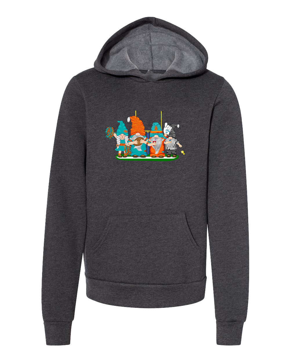 Aqua & Orange Football Gnomes  (similar to Miami) on Kids Hoodie