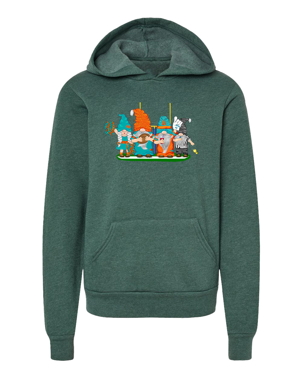 Aqua & Orange Football Gnomes  (similar to Miami) on Kids Hoodie