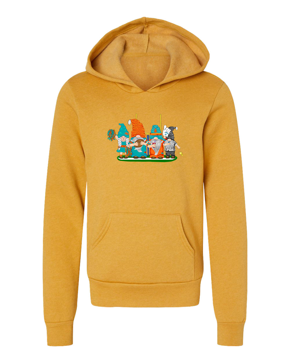 Aqua & Orange Football Gnomes  (similar to Miami) on Kids Hoodie