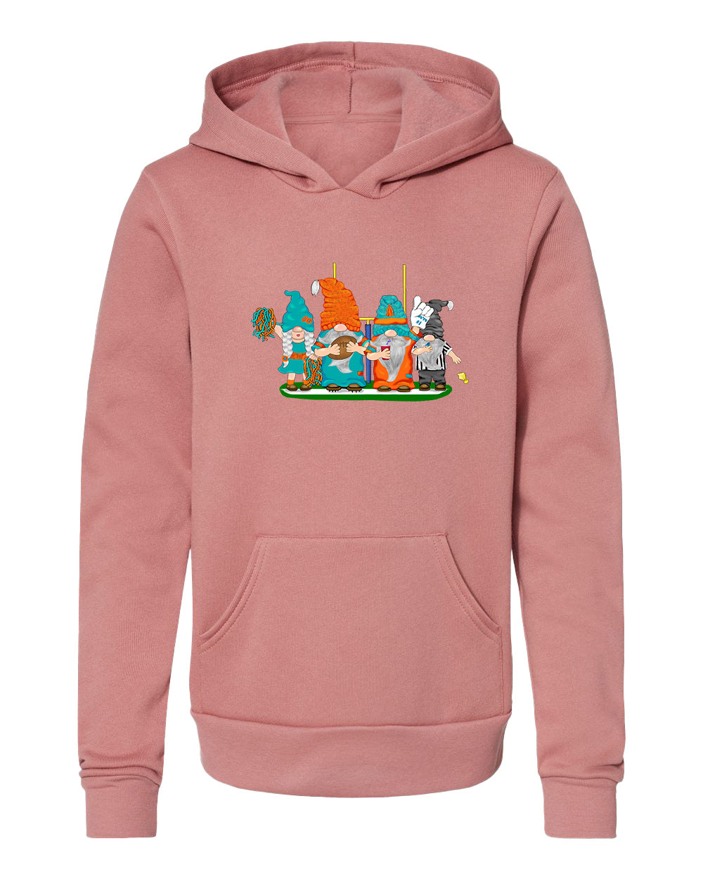 Aqua & Orange Football Gnomes  (similar to Miami) on Kids Hoodie