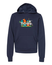 Load image into Gallery viewer, Aqua &amp; Orange Football Gnomes  (similar to Miami) on Kids Hoodie
