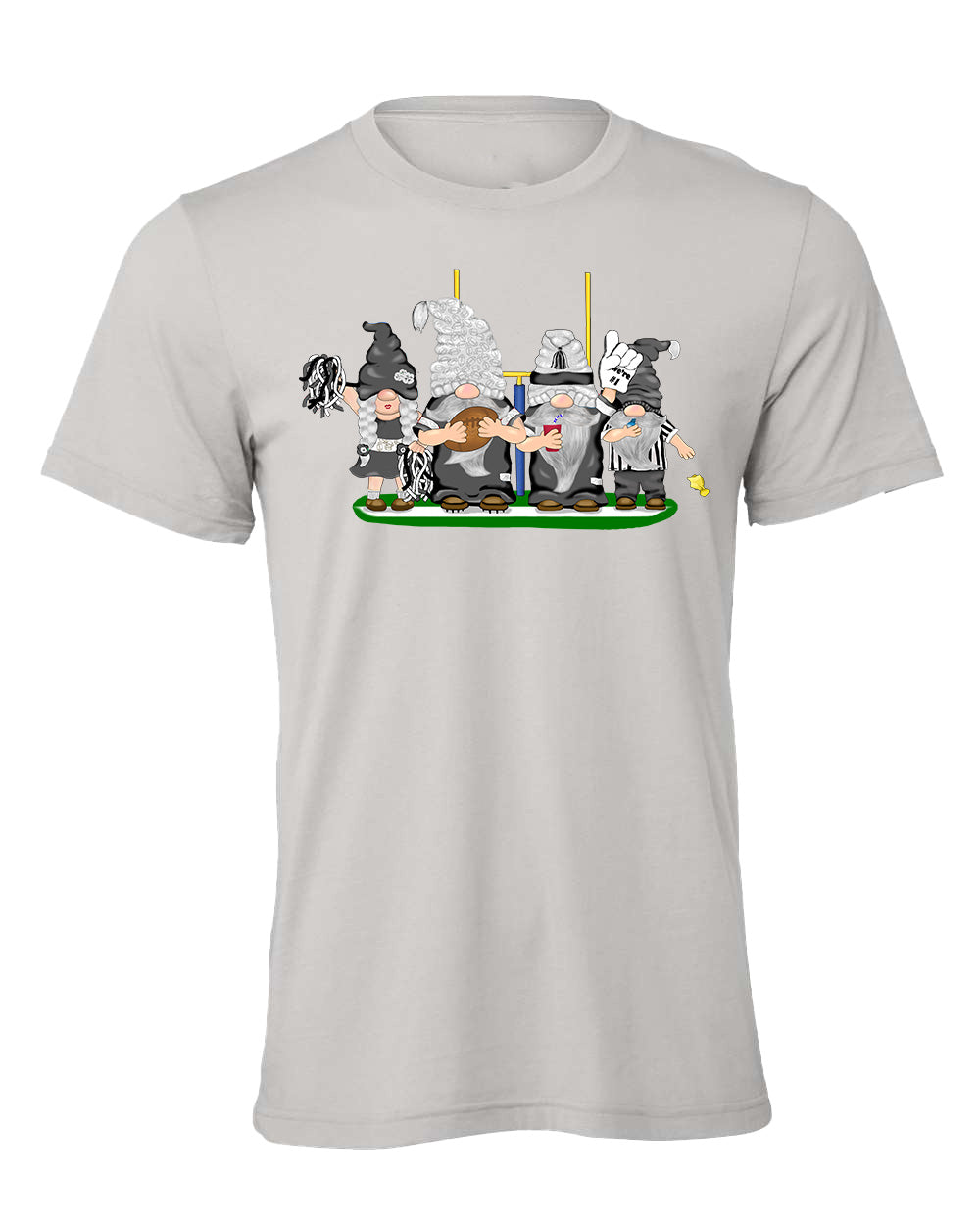 Black & Silver Football Gnomes on Men's T-shirt (similar to Las Vegas)