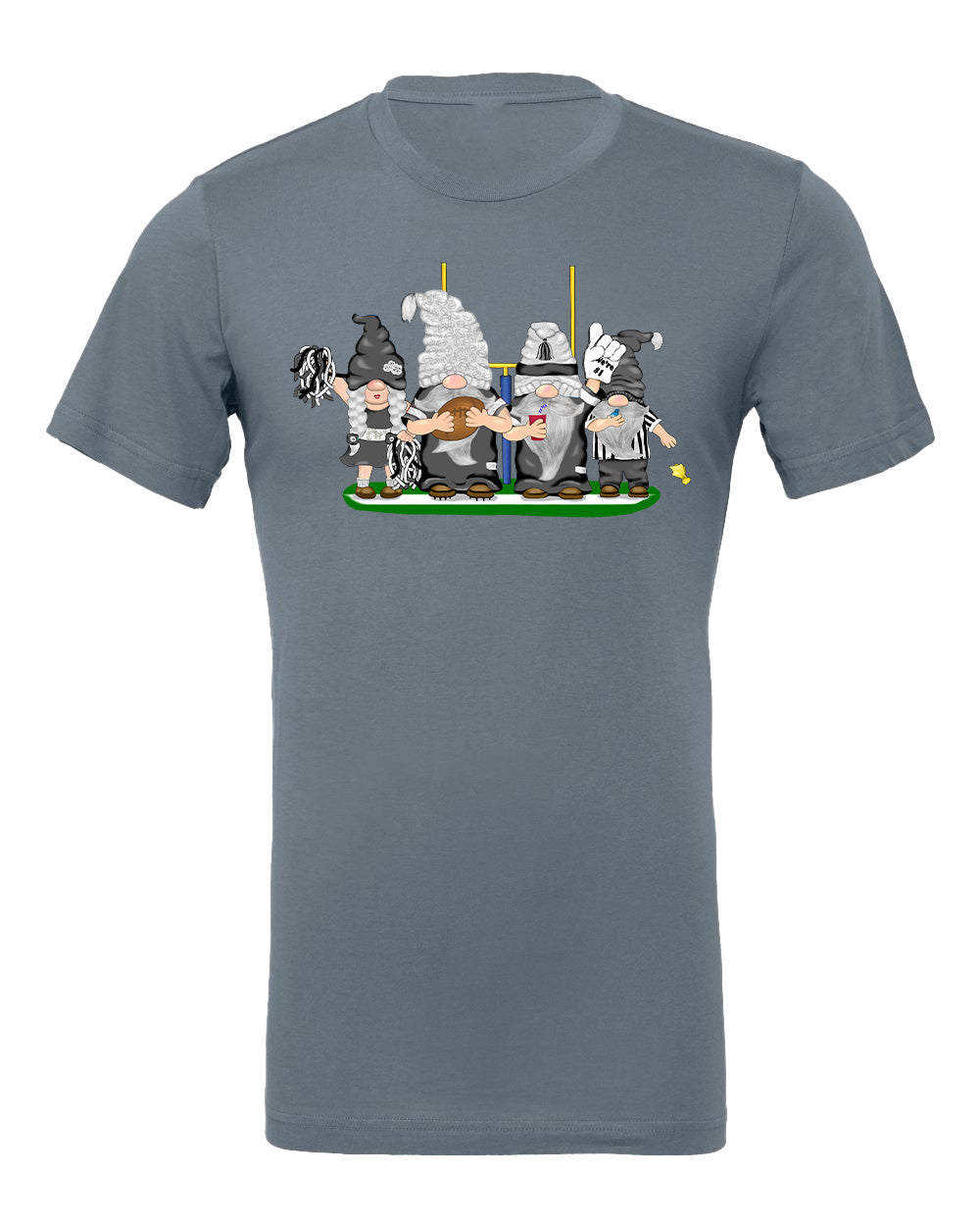 Black & Silver Football Gnomes on Men's T-shirt (similar to Las Vegas)