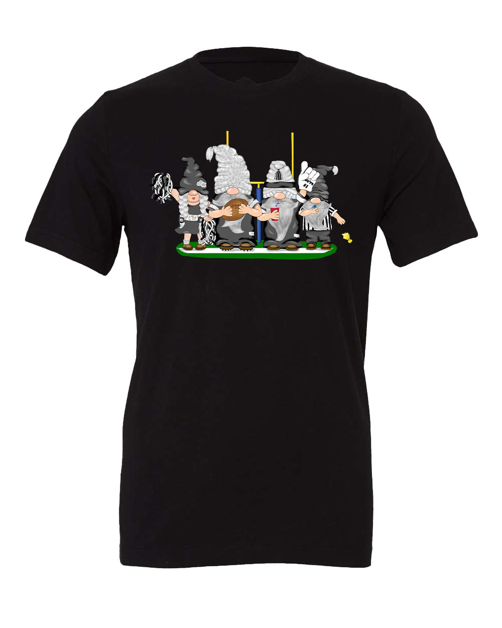 Black & Silver Football Gnomes on Men's T-shirt (similar to Las Vegas)