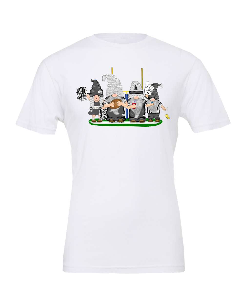 Black & Silver Football Gnomes on Men's T-shirt (similar to Las Vegas)